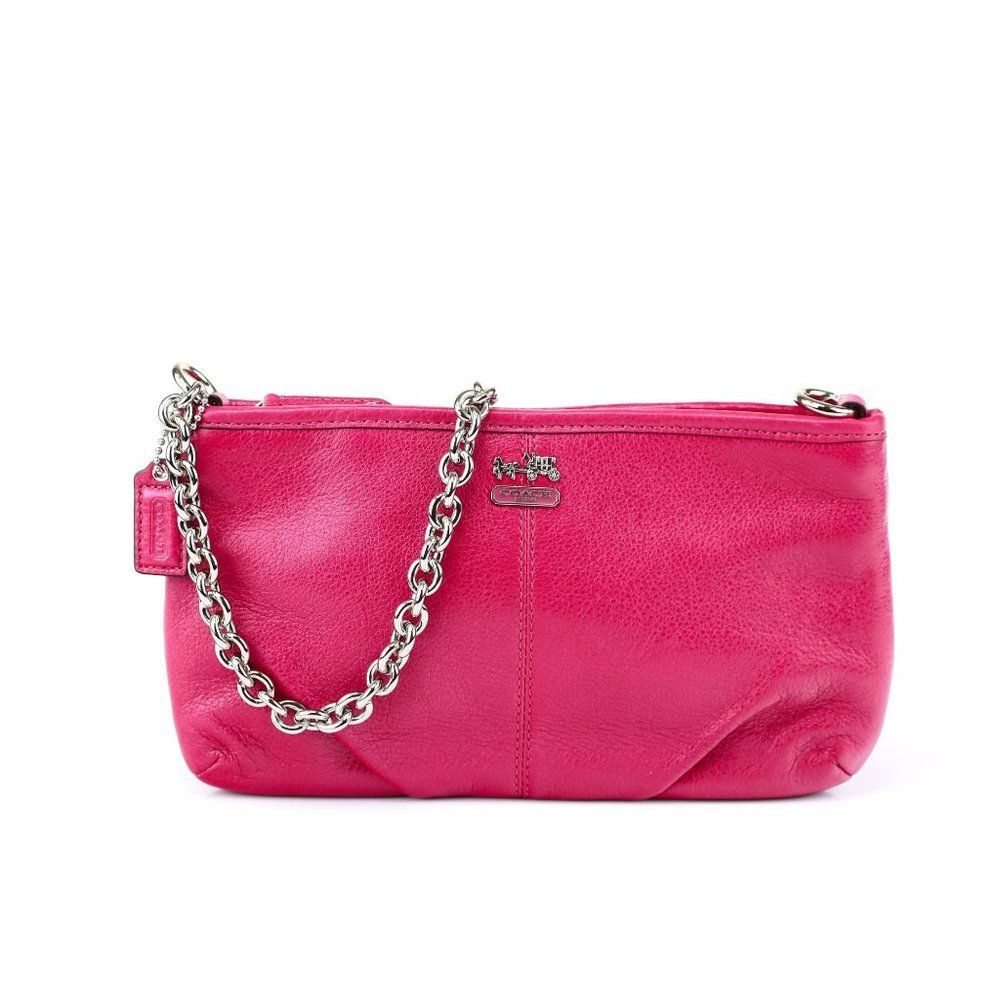 NWT Coach Leather Madison Chain Wallet Clutch MAGENTA
